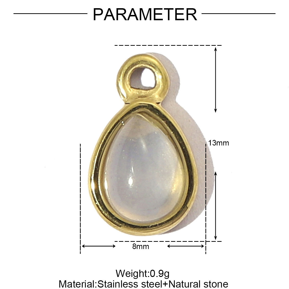 Lapis Water Drops Natural Stone Stainless Steel Charms