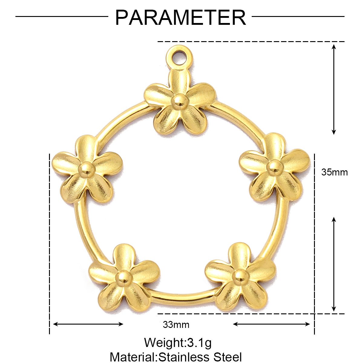 Vintage Flower Leaves Stainless Steel Charms