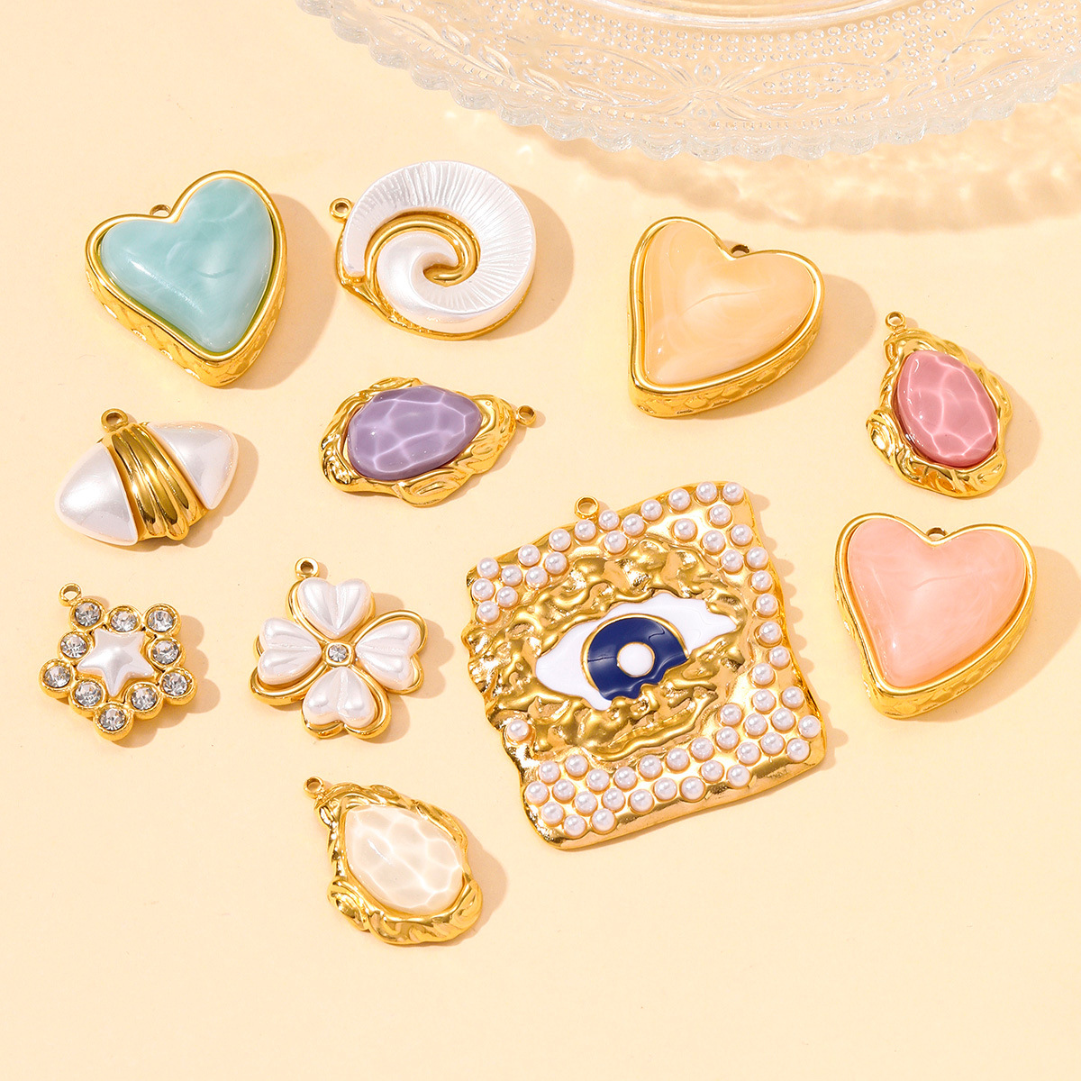 Love Four-leaf Clover Pentagram Stainless Steel Charms