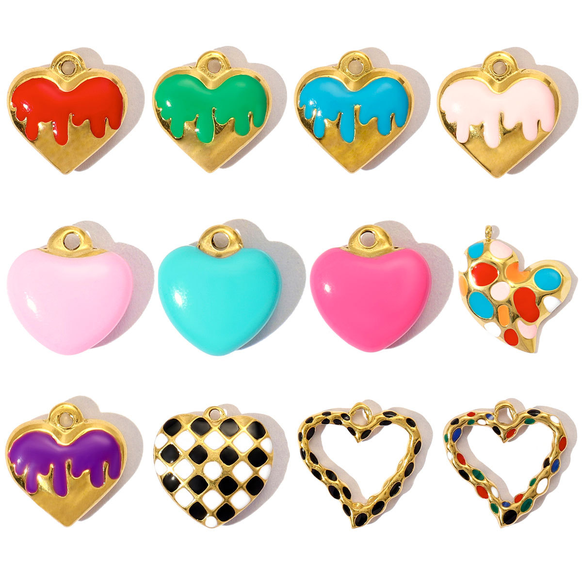 Enamel Heart Stainless Steel Charms