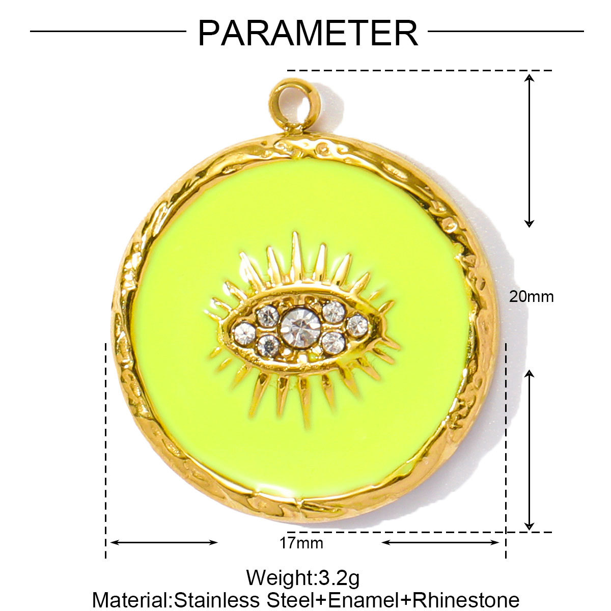 Moon Tennis Racket Eye Stainless Steel Charms