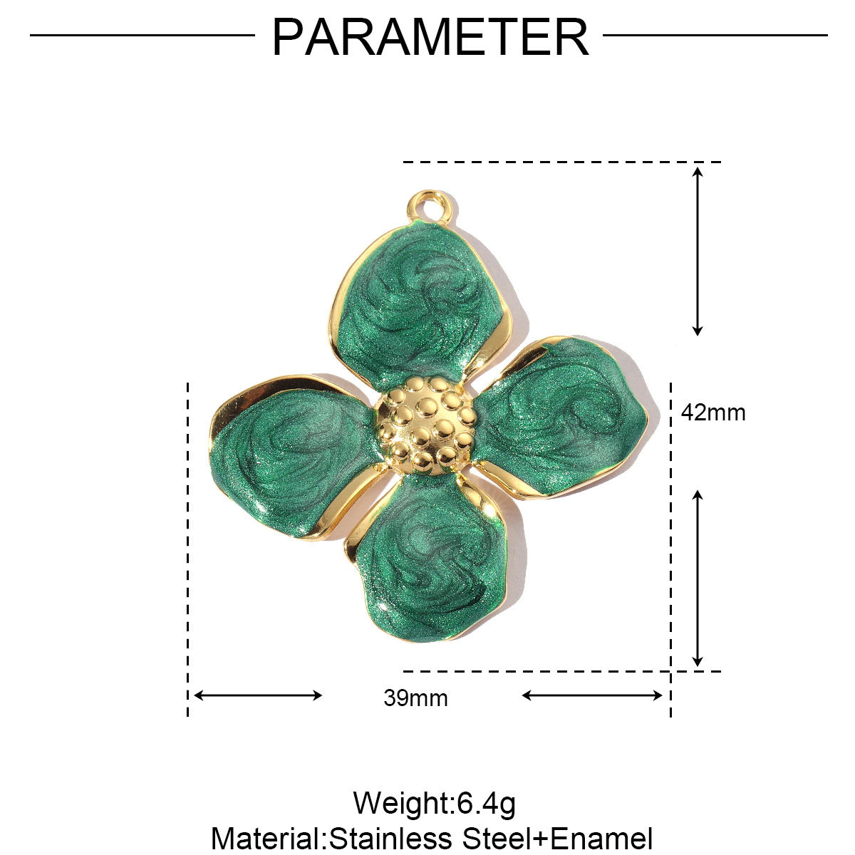 Enamel Flower Four-leaf Clover Stainless Steel Charms