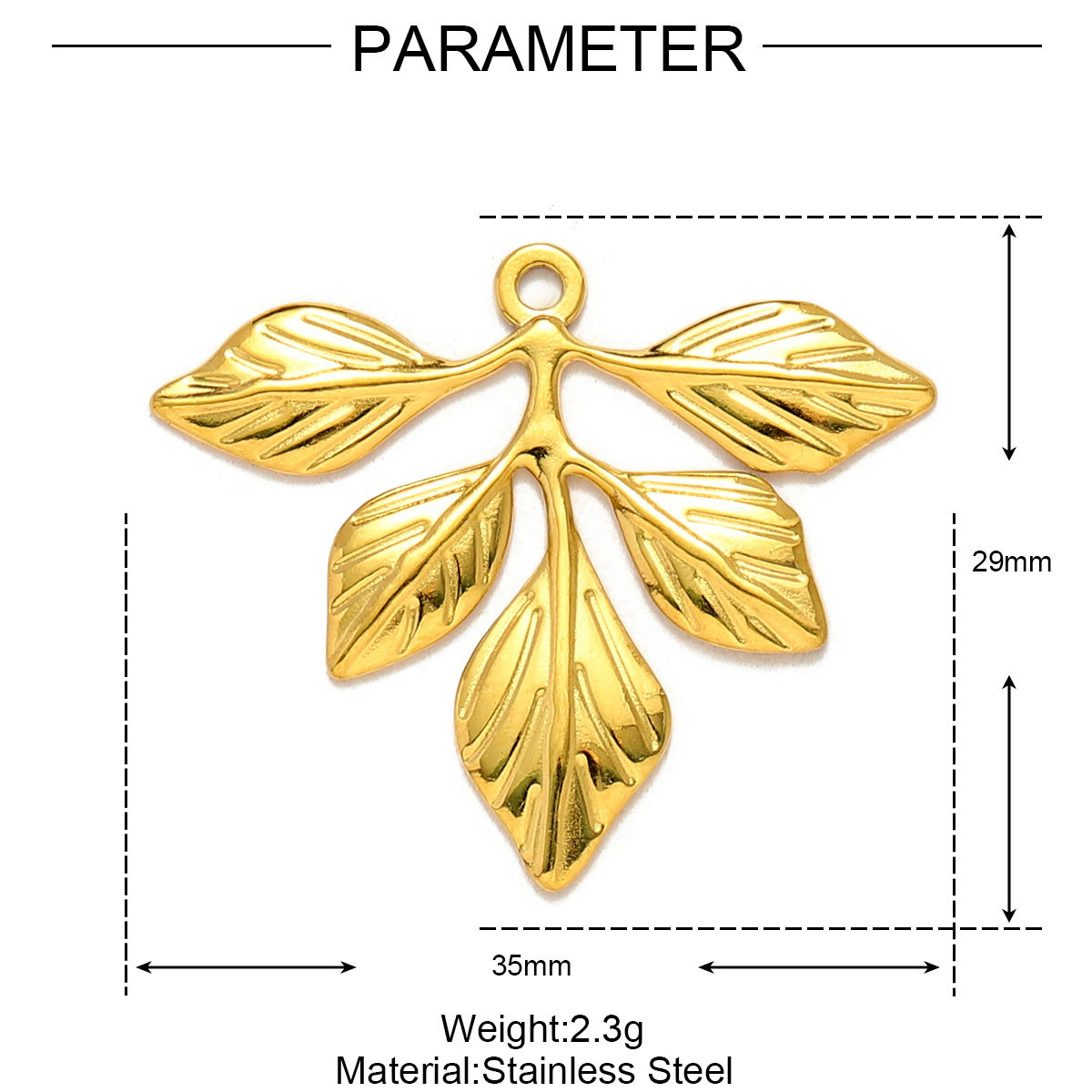 Ginkgo Leaf Daisy Sun Leaves Stainless Steel Charms