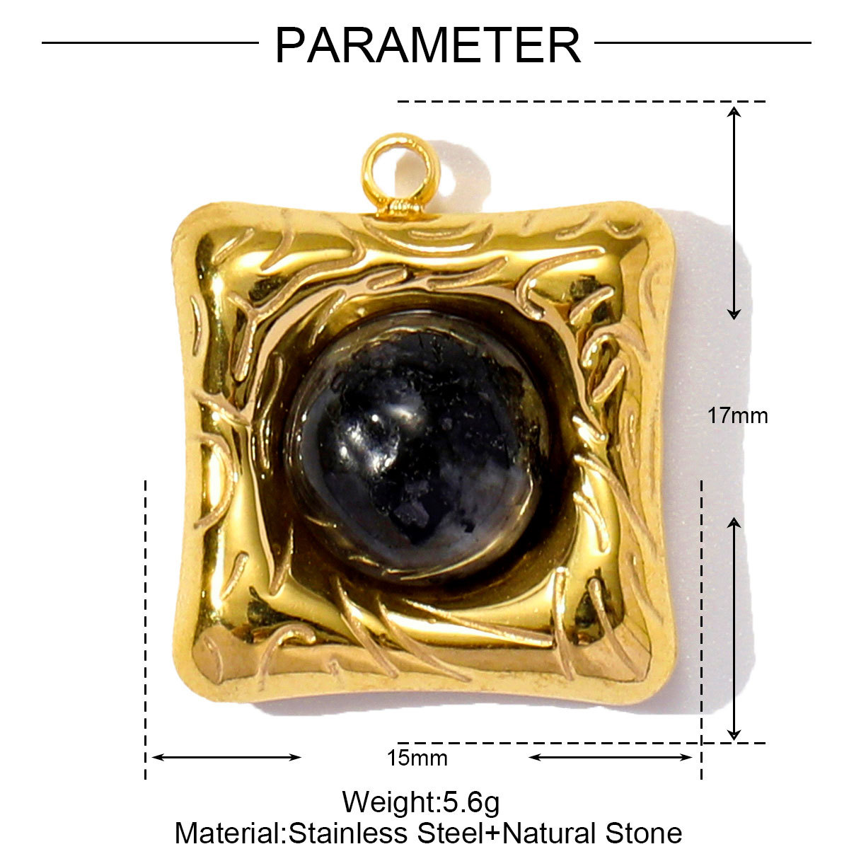 Natural Stone Love Flower Type Stainless Steel Charms