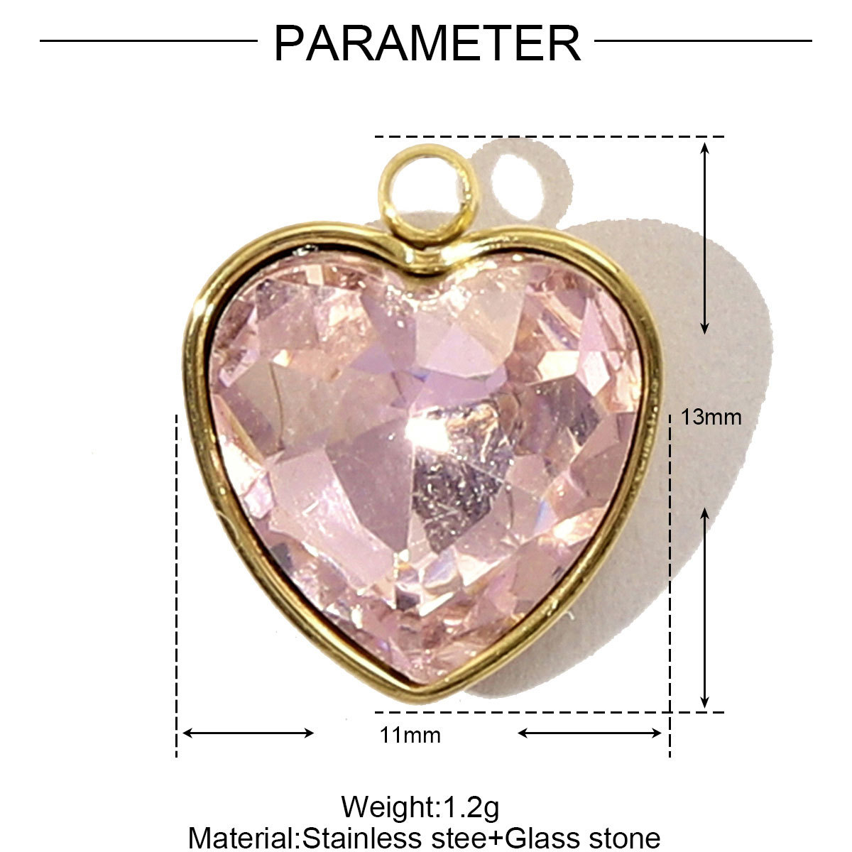 Water Drop Heart Star Glass Stainless Steel Charms