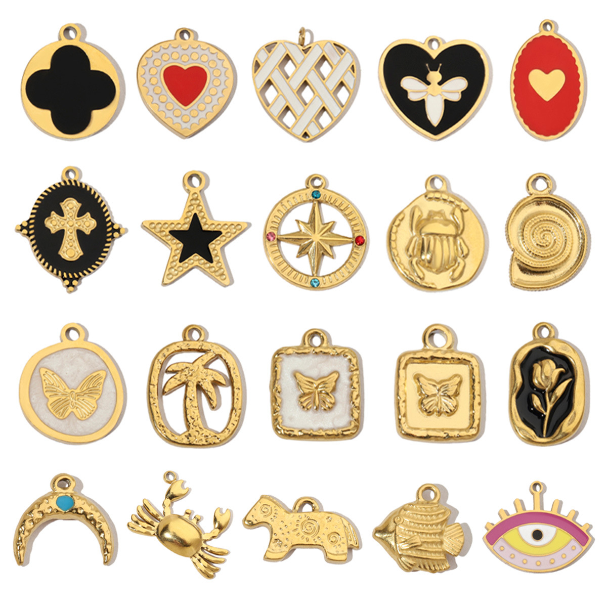 Coconut Snake Bee Crab Butterfly Stainless Steel Charms