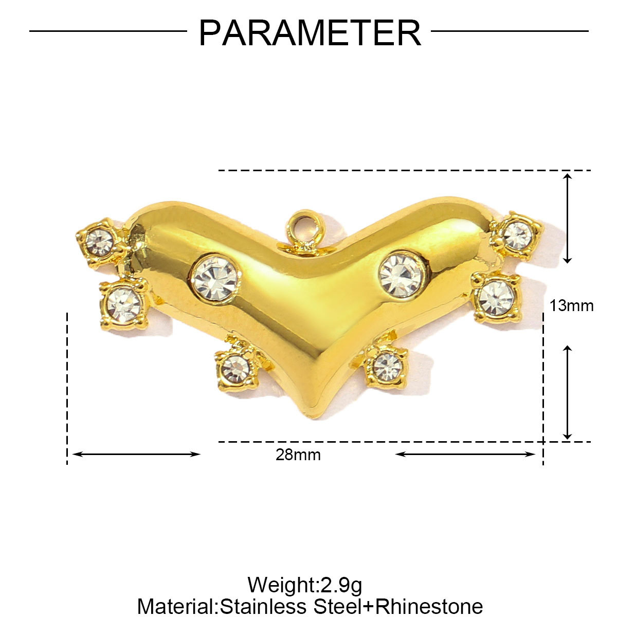 Enamel Heart Shell Crown Angel Wings Stainless Steel charms