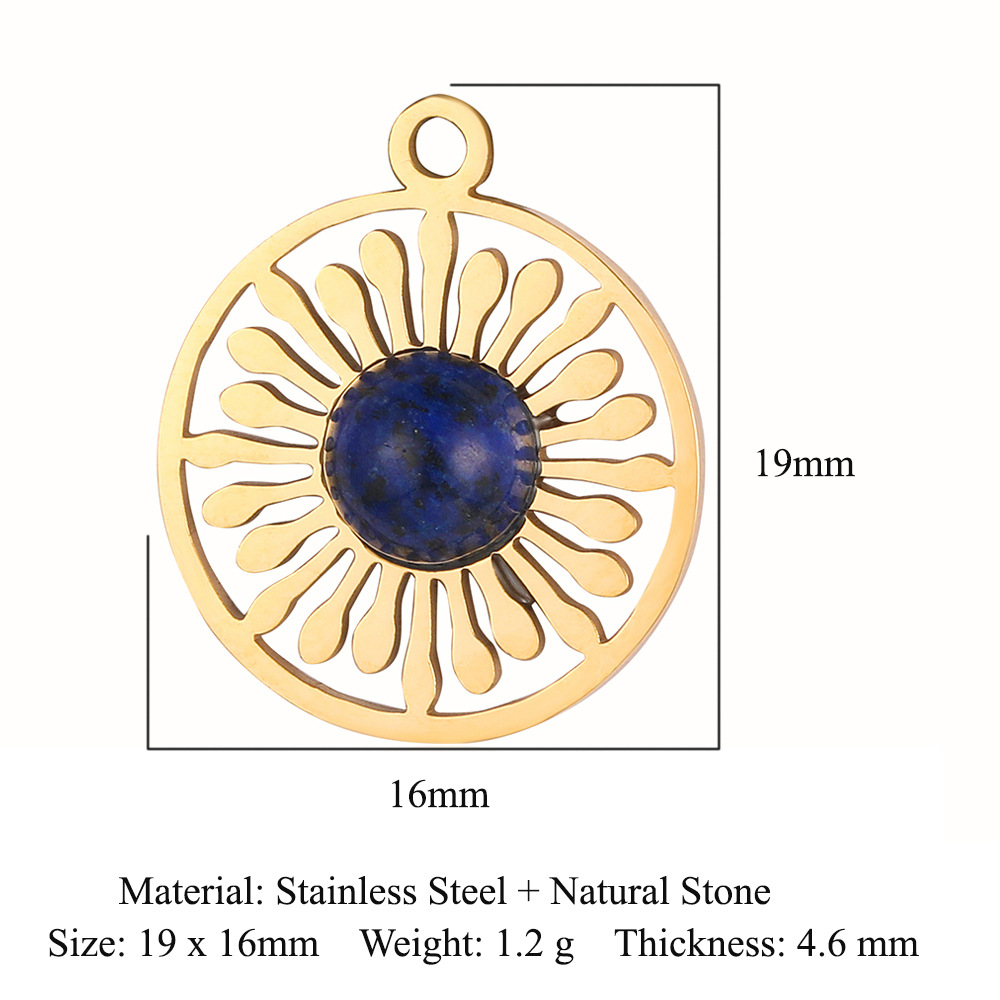 Natural Stone Stainless Steel Charms