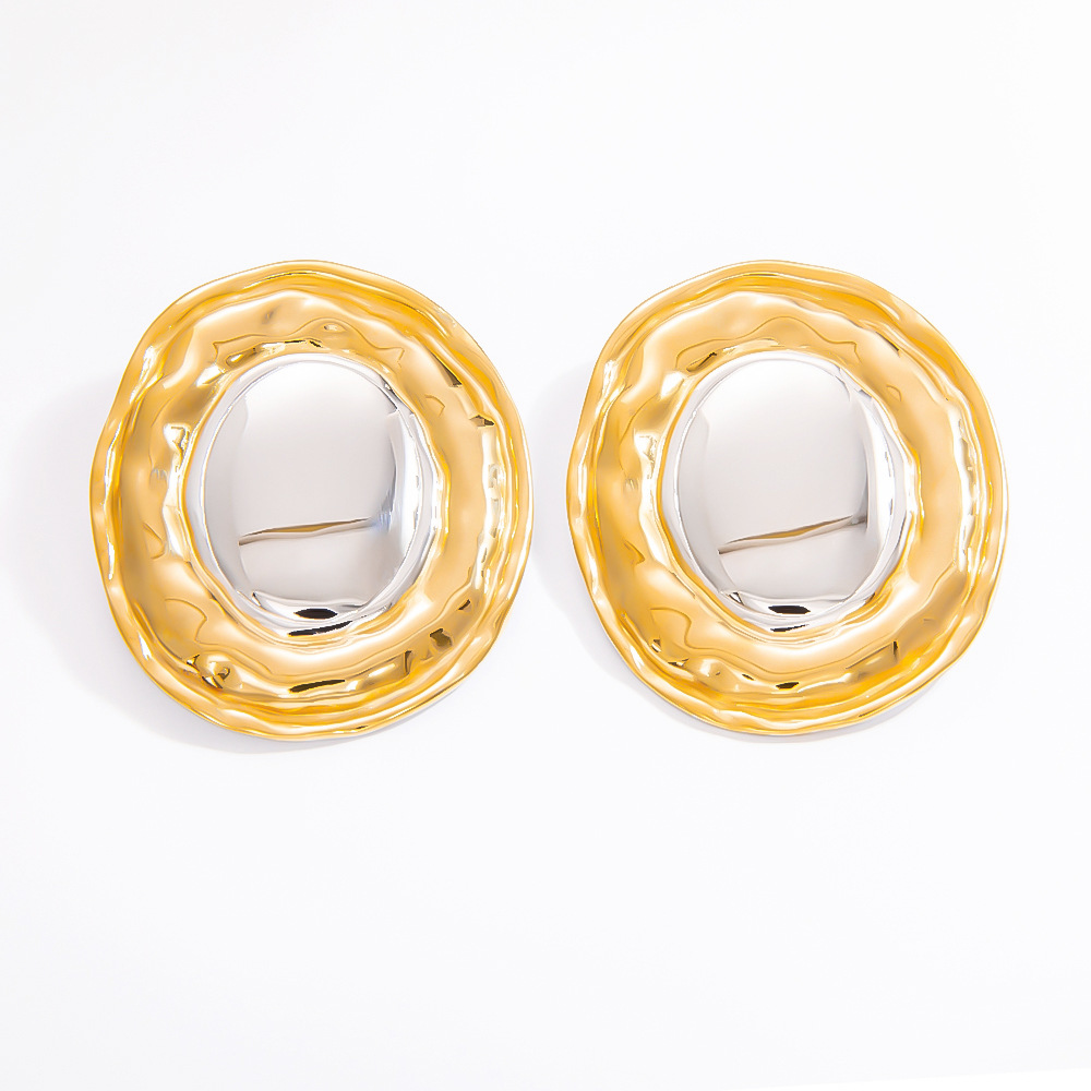 Two-Tone Oval Mirror Earrings