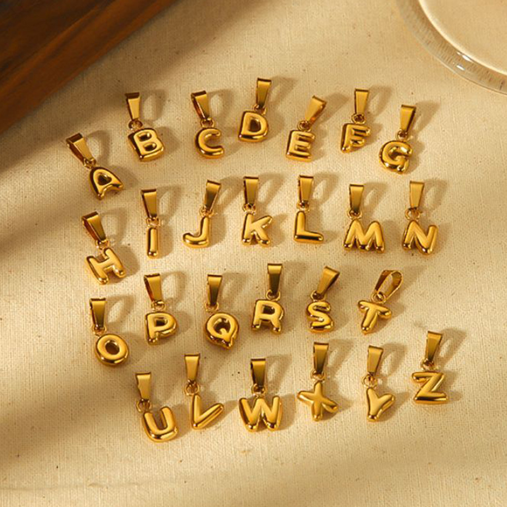 Stainless Steel Bubble Letter Charms DIY Jewelry Accessories