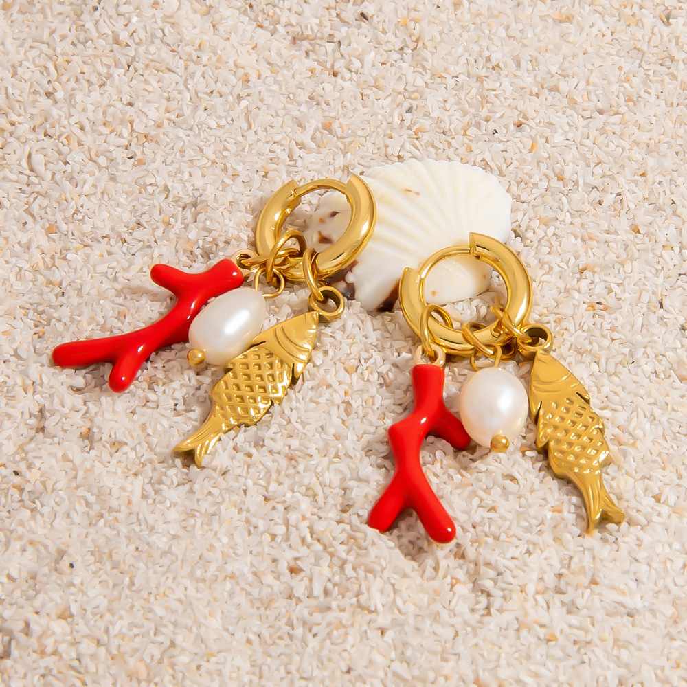 Fish Starfish Conch Earrings
