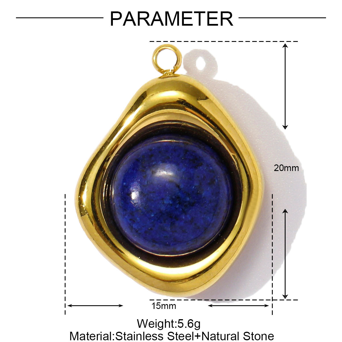 Natural Stone Love Flower Type Stainless Steel Charms