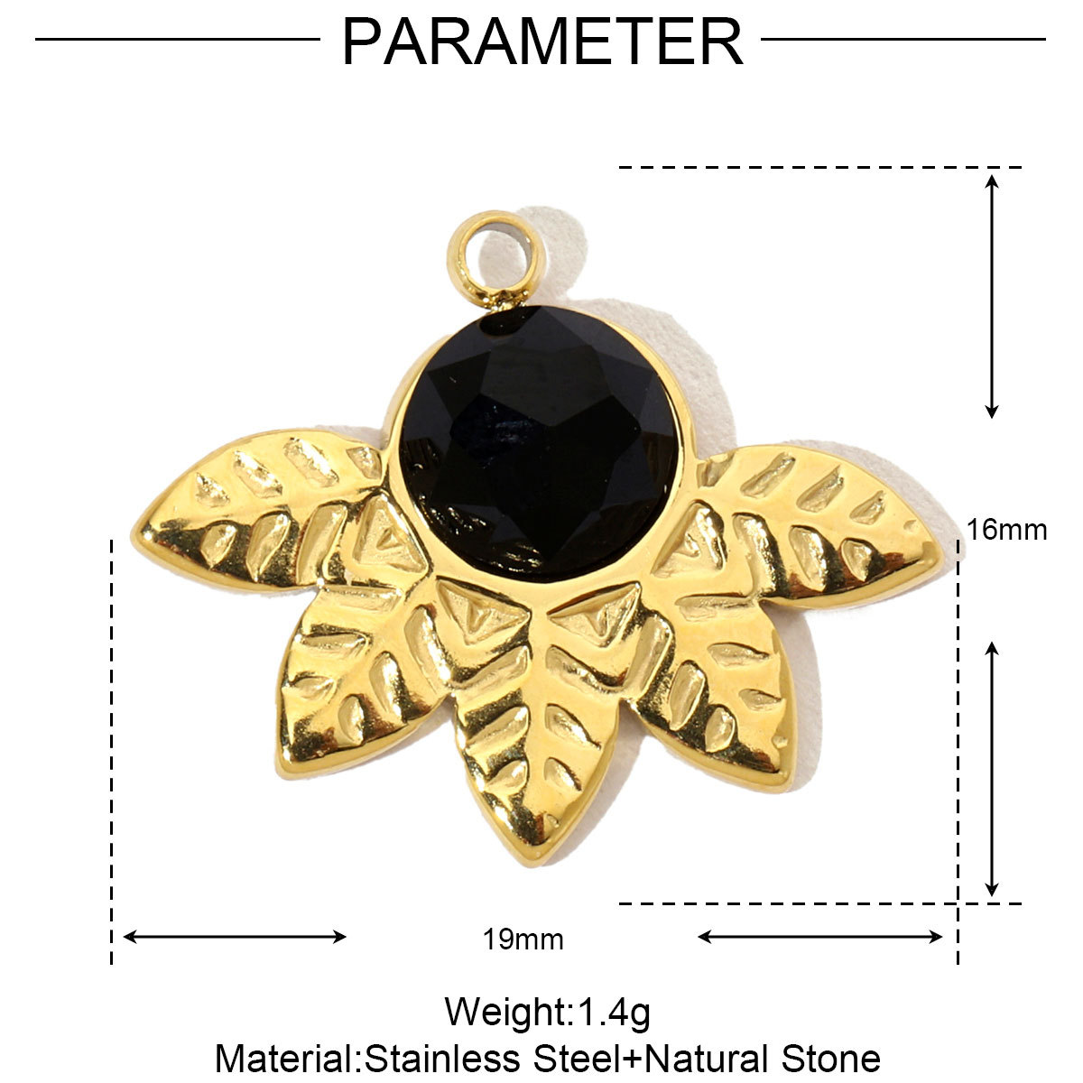 Stars Natural Stone Geometric Leaves Stainless Steel Charms