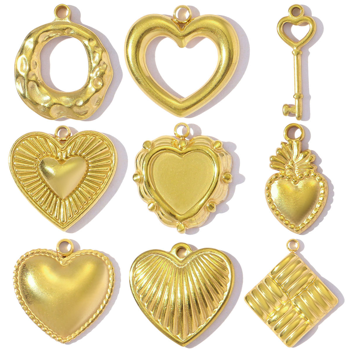 Heart Key Lips Stainless Steel Charms