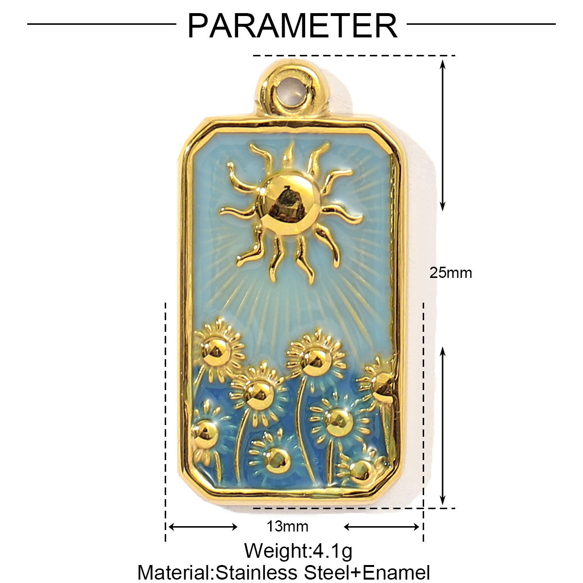 Enamel Sun Sunflower Tarot Stainless Steel Charms
