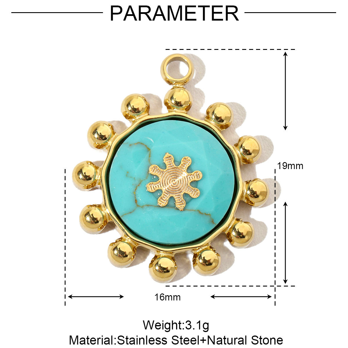 Stars Natural Stone Geometric Leaves Stainless Steel Charms