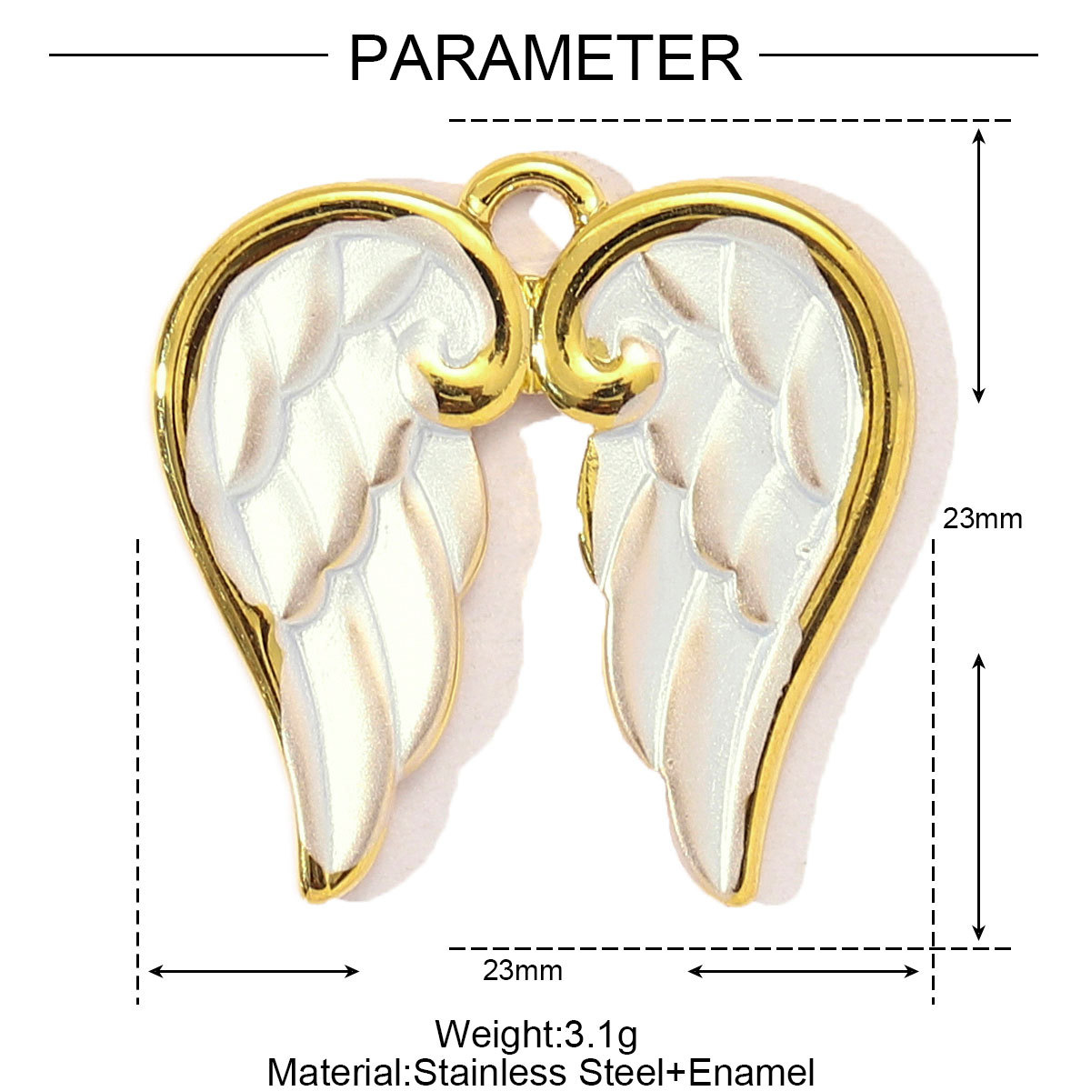 Enamel Heart Shell Crown Angel Wings Stainless Steel charms