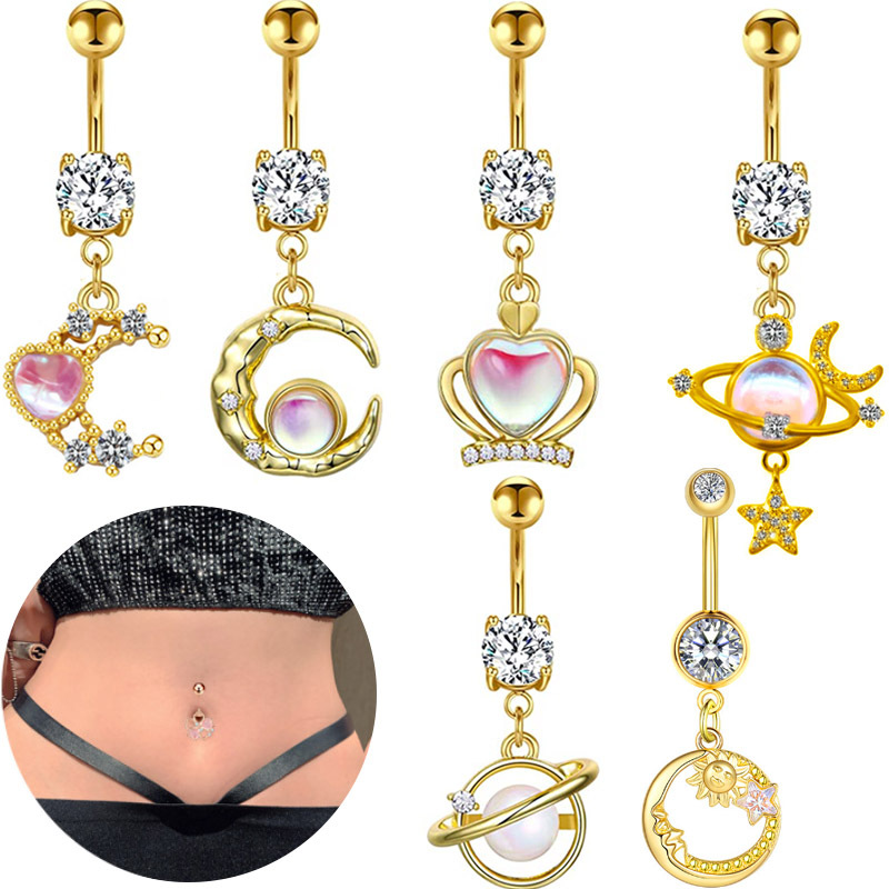 Planet Colorful Stars Moon Belly Piercing