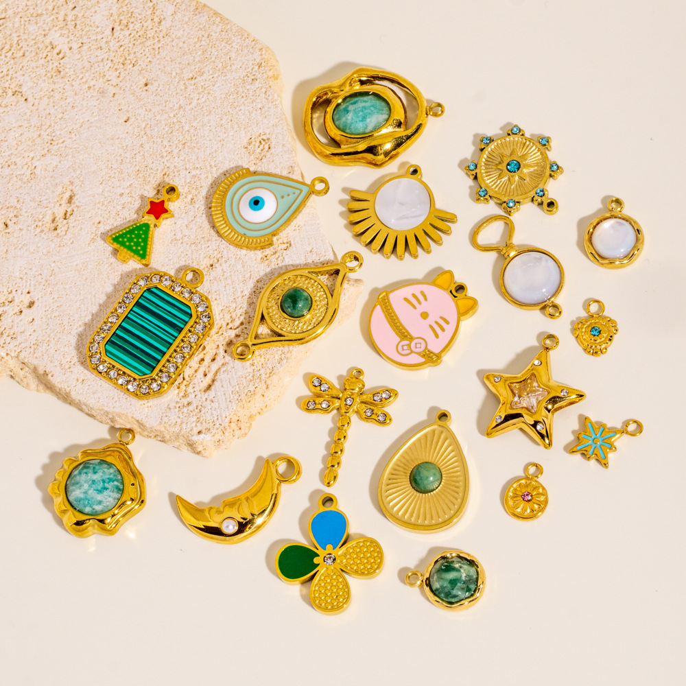 DIY Christmas Tree Flower Moon Malachite Charms