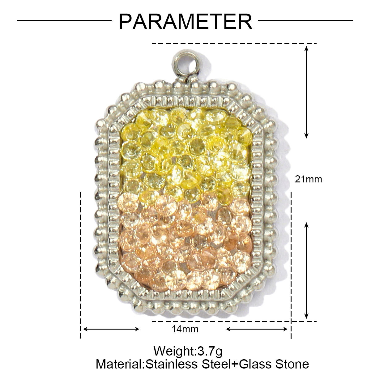 Colored Diamond Stainless Steel Charms