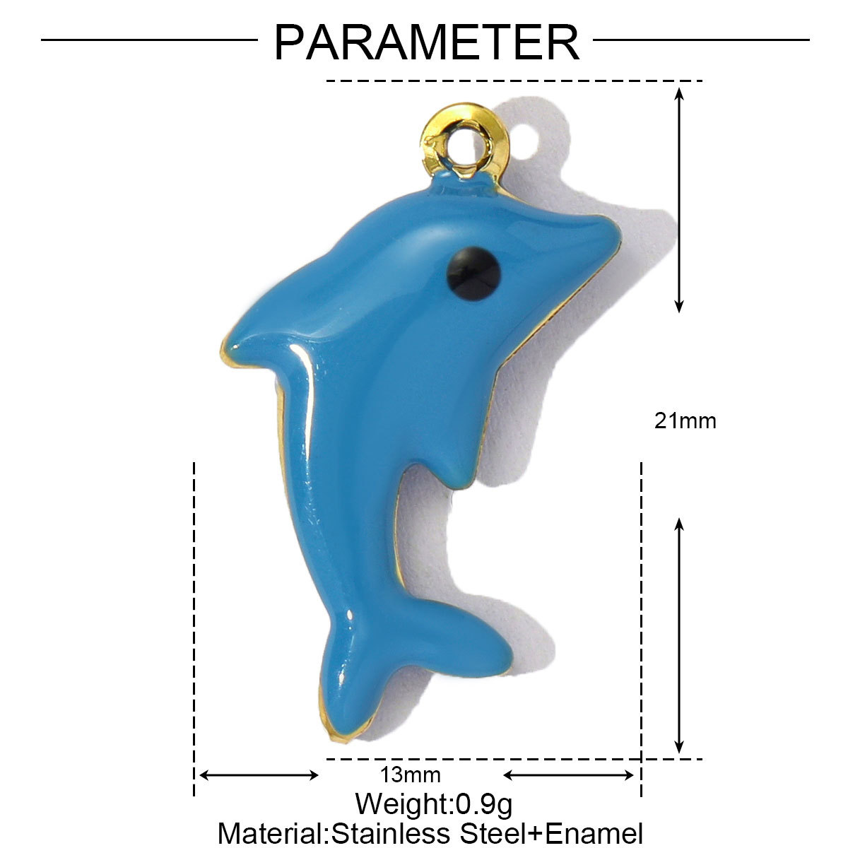 Enamel Shell Dolphin Pepper Stainless Steel Charms