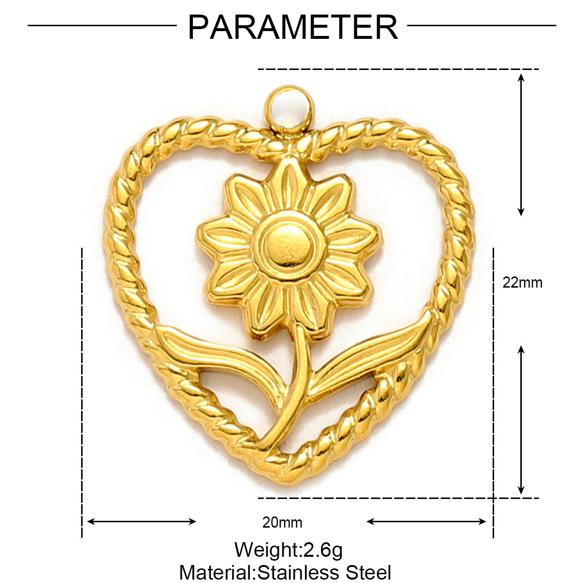 Ginkgo Leaf Daisy Sun Leaves Stainless Steel Charms