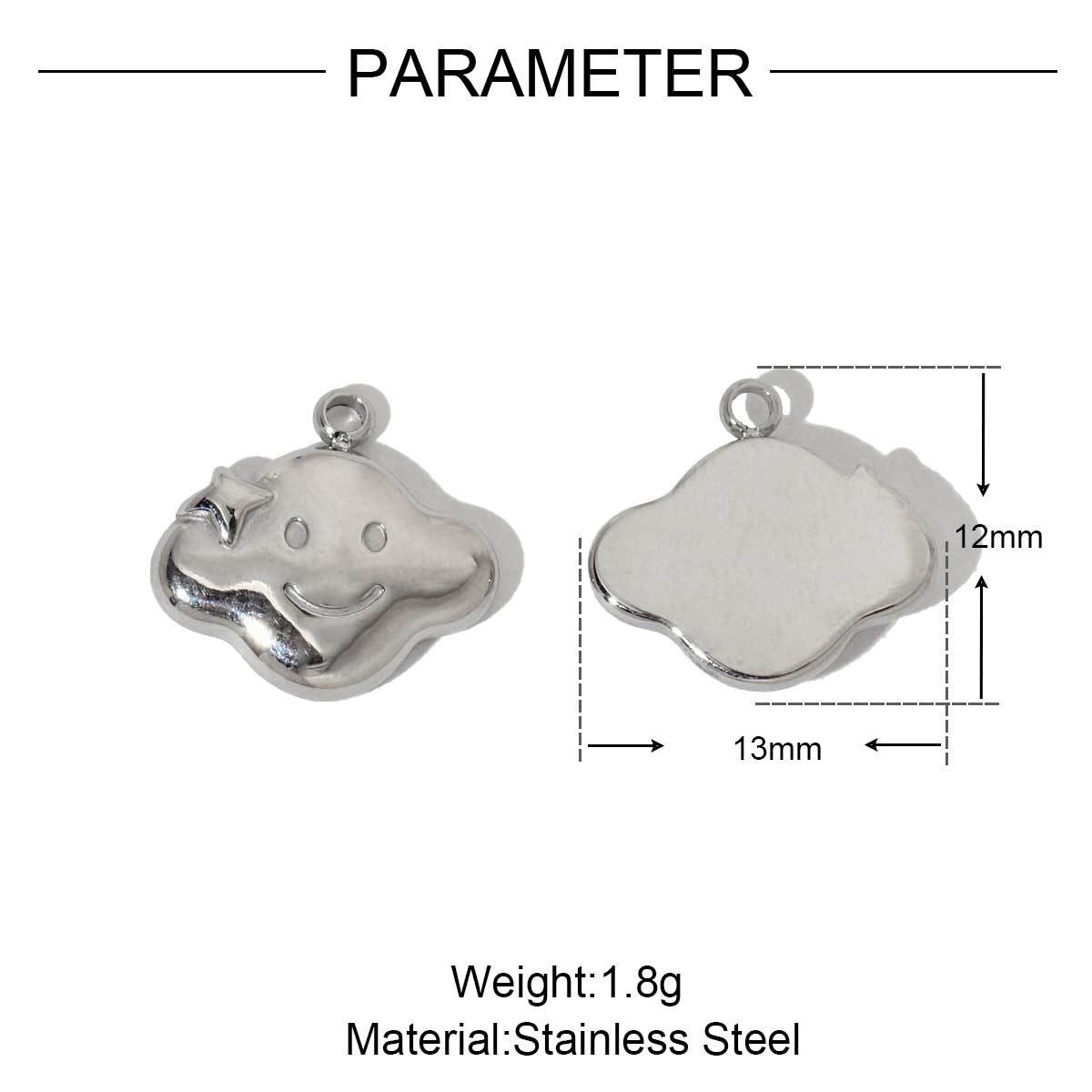 Metal Wind Heart Lock Clouds Stainless Steel Charms