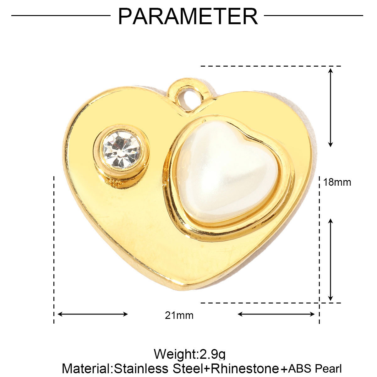 Pearl Flower Heart Coral Stainless Steel Charms