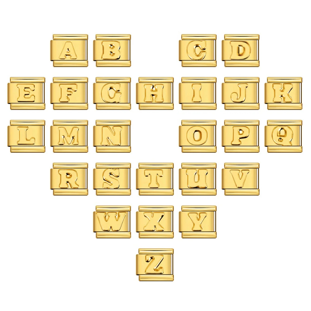 Gold Letter Italian Bracelet Stainless Steel DIY