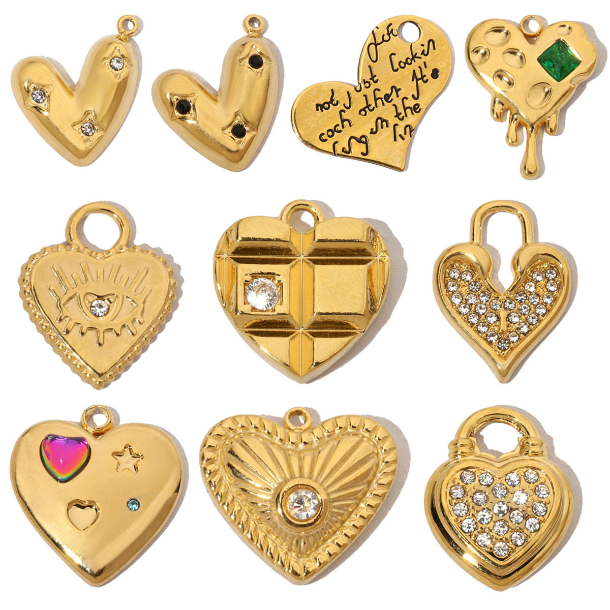 Vintage Heart Stainless Steel Charms
