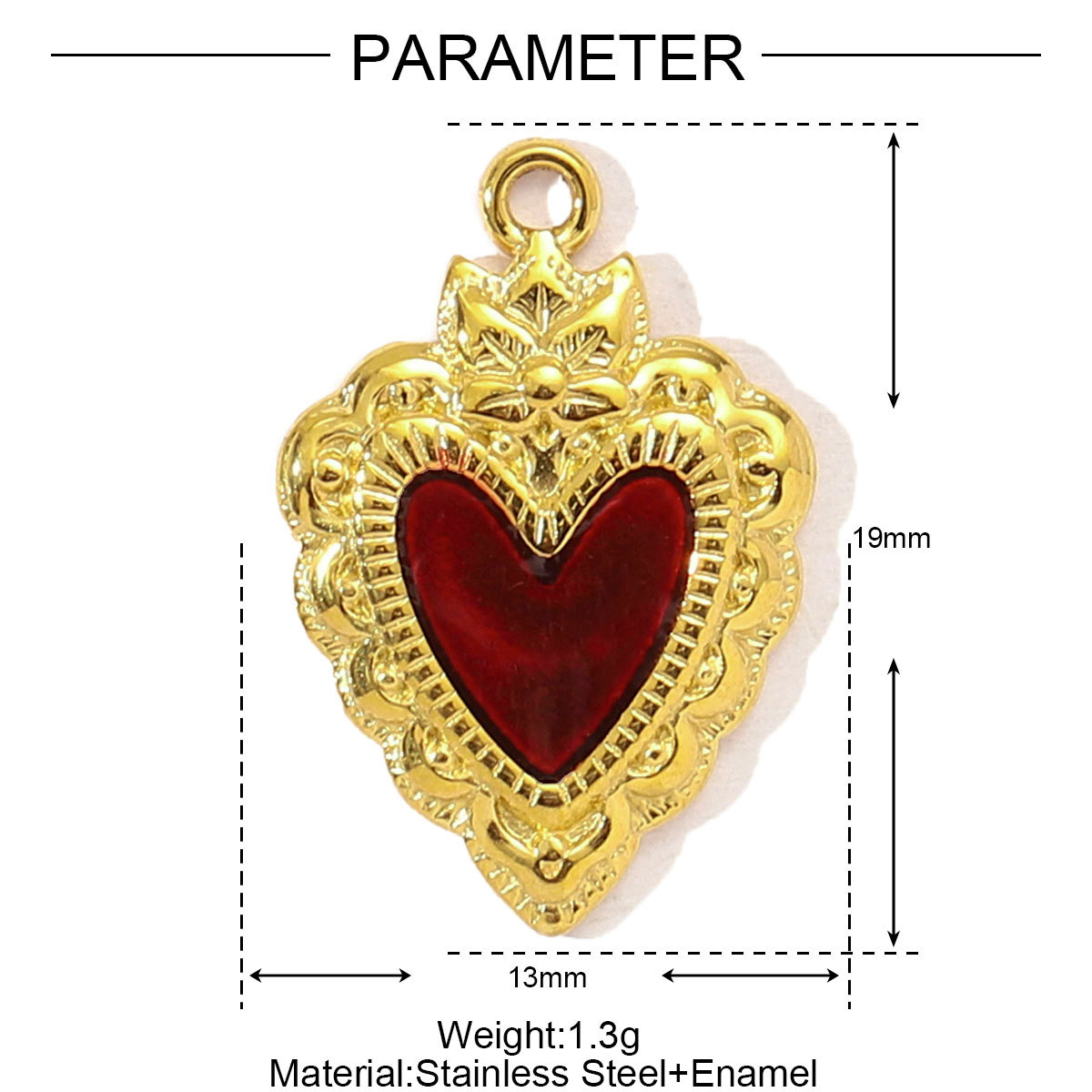 Enamel Heart Shell Crown Angel Wings Stainless Steel charms