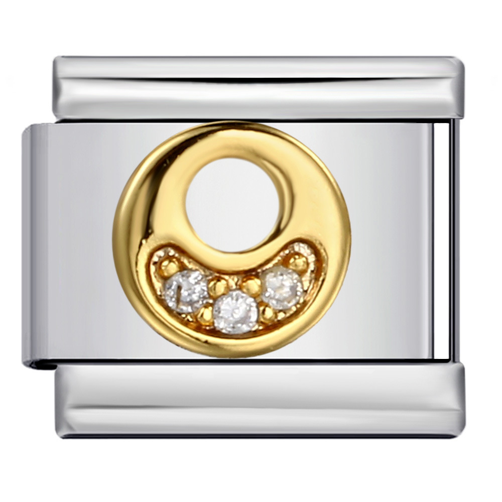 Stainless Steel with Diamond Letter DIY Italian Bracelet