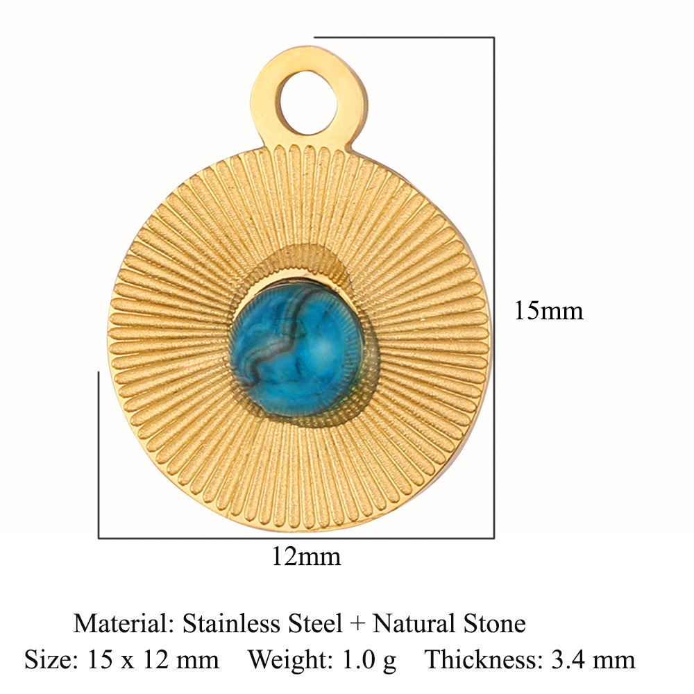 Natural Stone Stainless Steel Charms