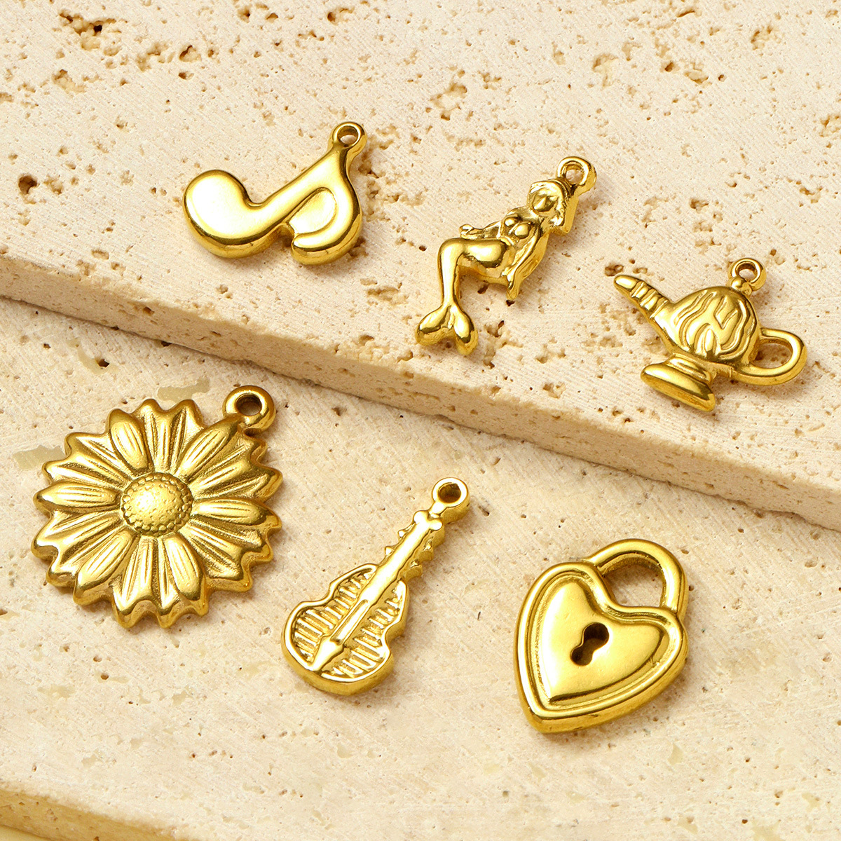 Flowers Violin Notes Mermaid Stainless Steel Charms