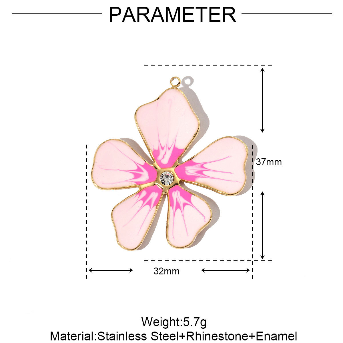 Enamel Flower Four-leaf Clover Stainless Steel Charms