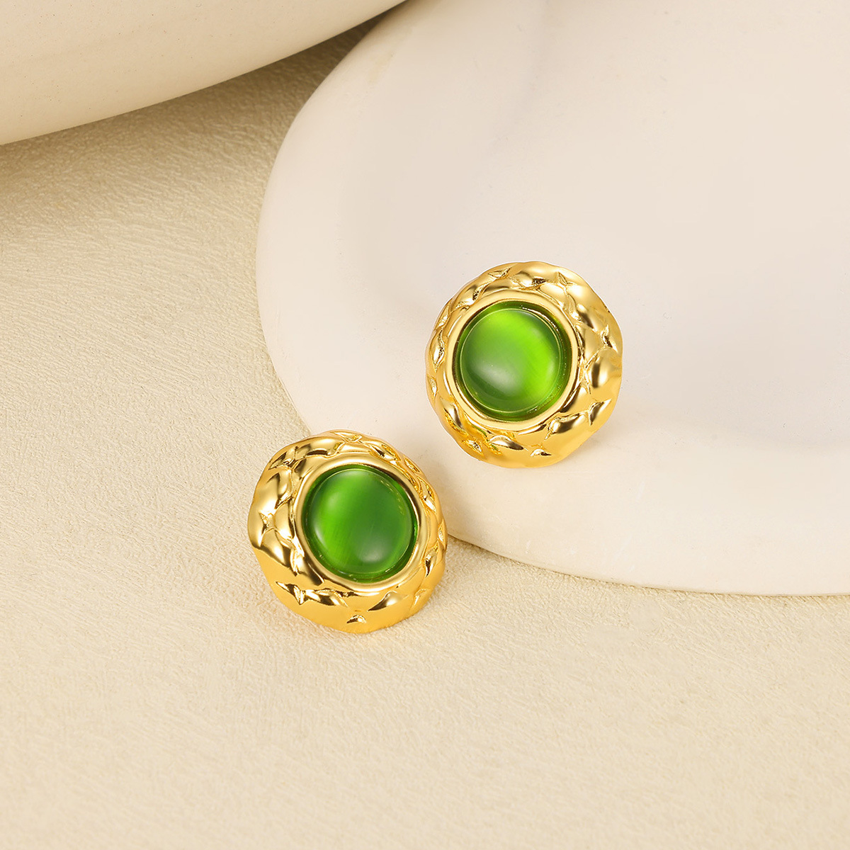 Natural Stone Stud Earrings