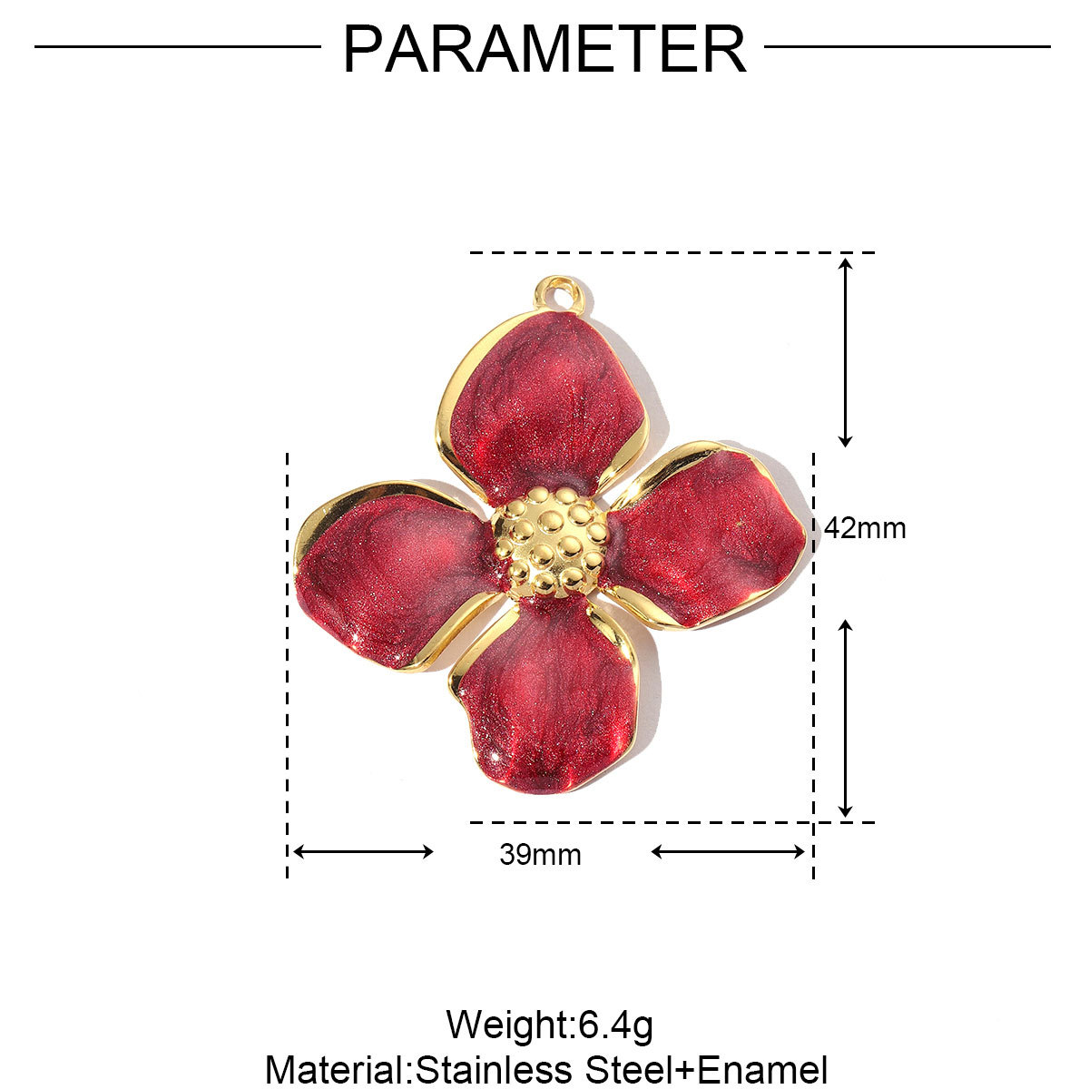 Enamel Flower Four-leaf Clover Stainless Steel Charms