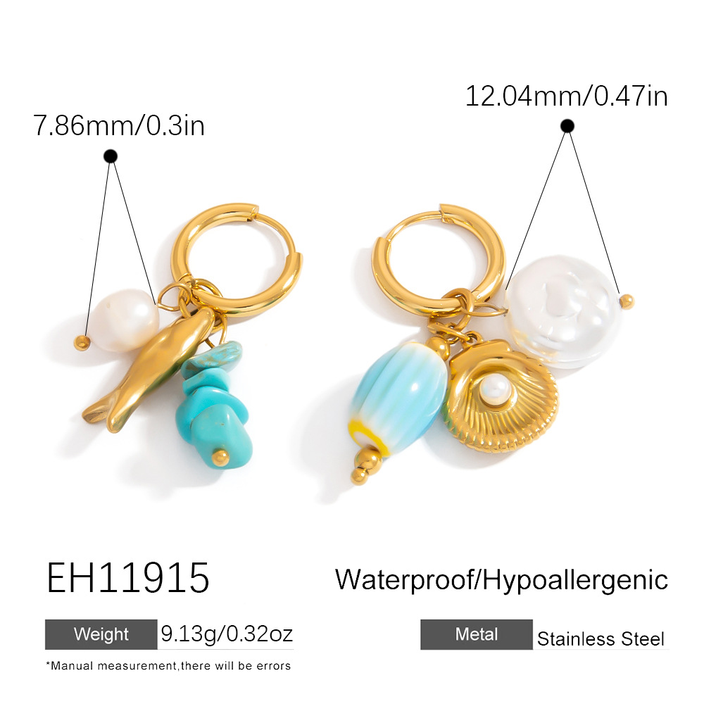 Fish Starfish Conch Earrings