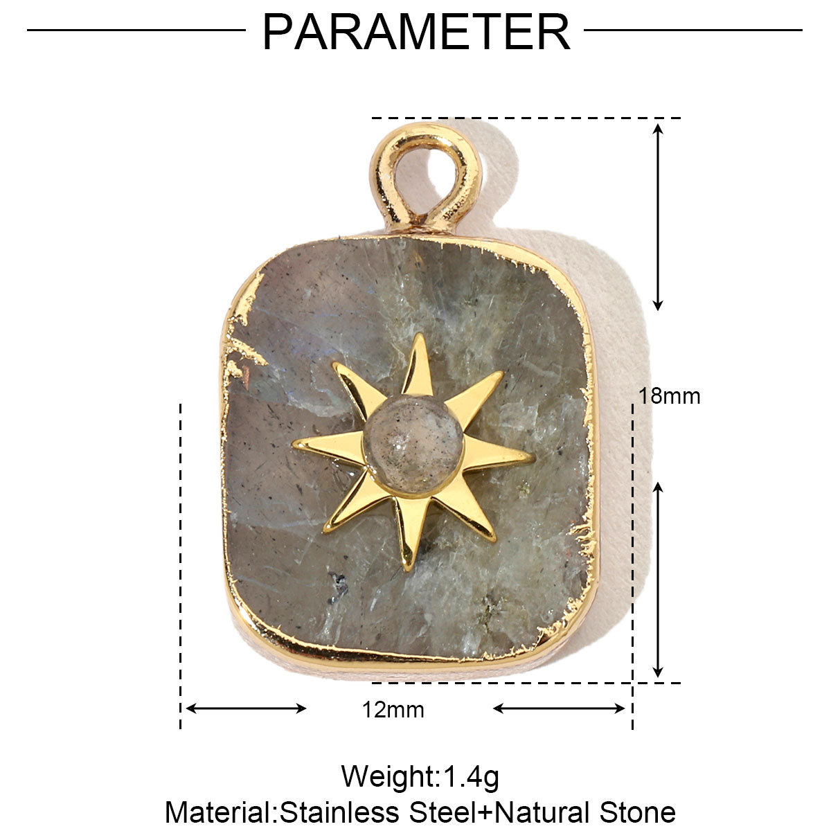 Stars Natural Stone Geometric Leaves Stainless Steel Charms