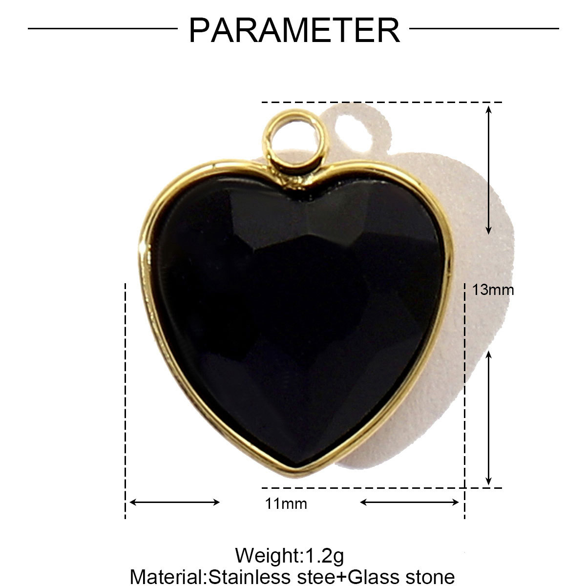 Water Drop Heart Star Glass Stainless Steel Charms