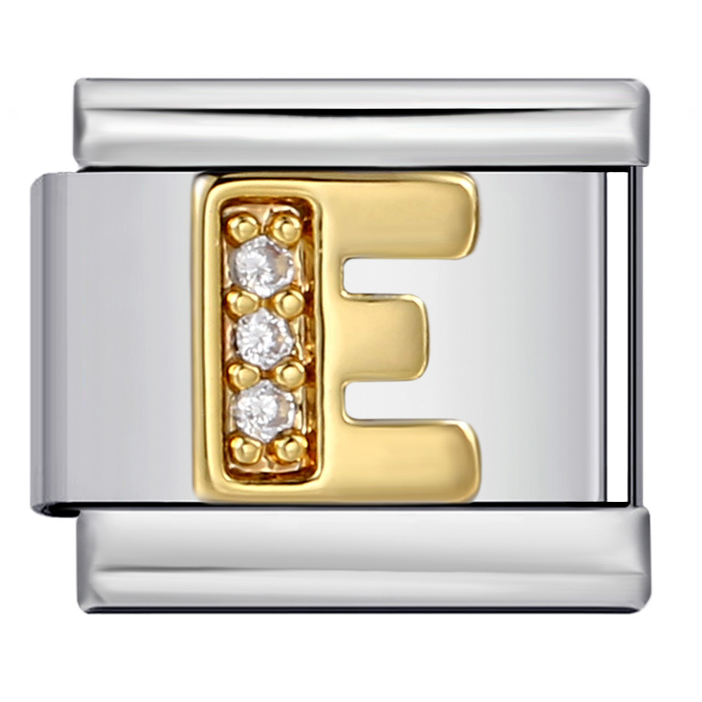 Stainless Steel with Diamond Letter DIY Italian Bracelet