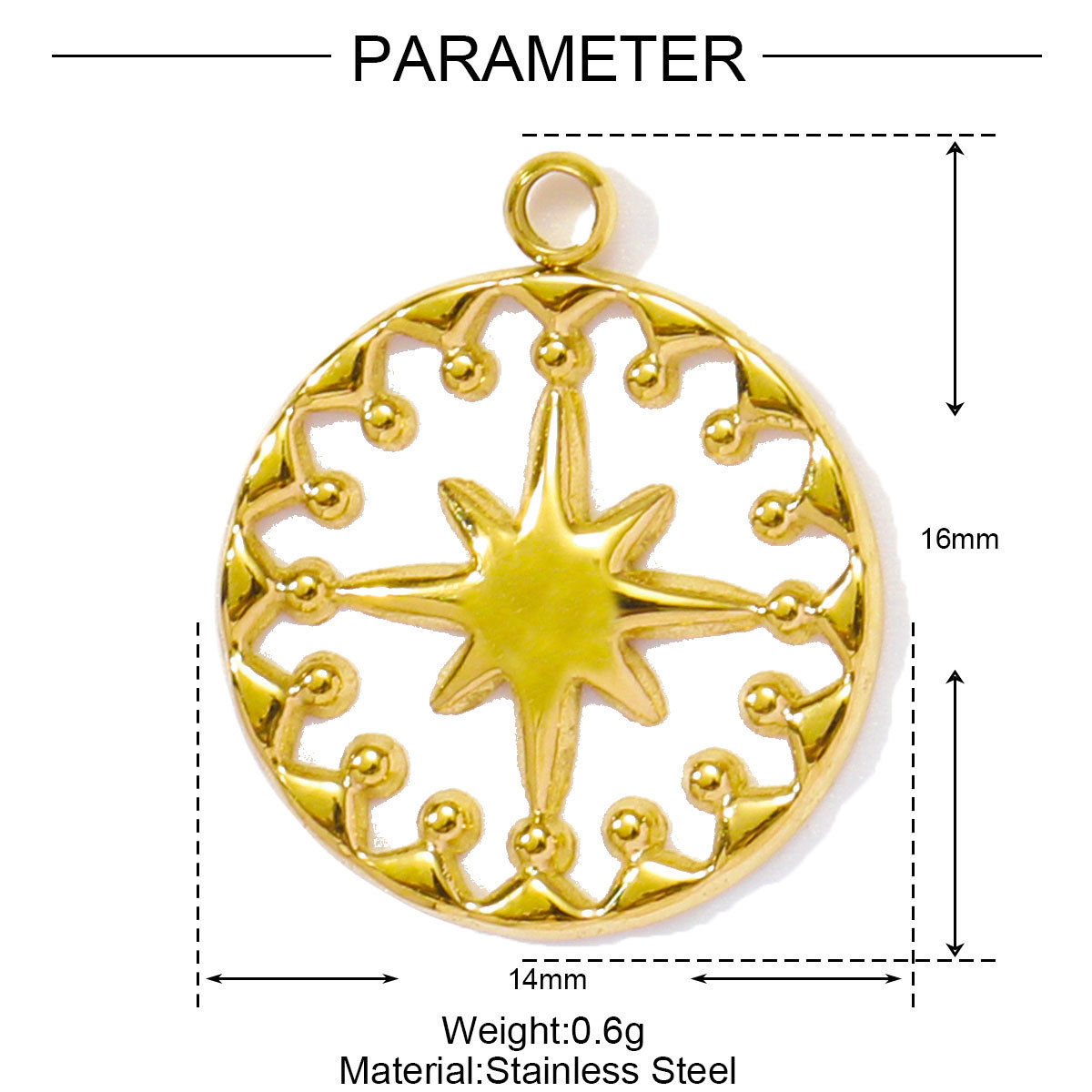 Moon Tennis Racket Eye Stainless Steel Charms