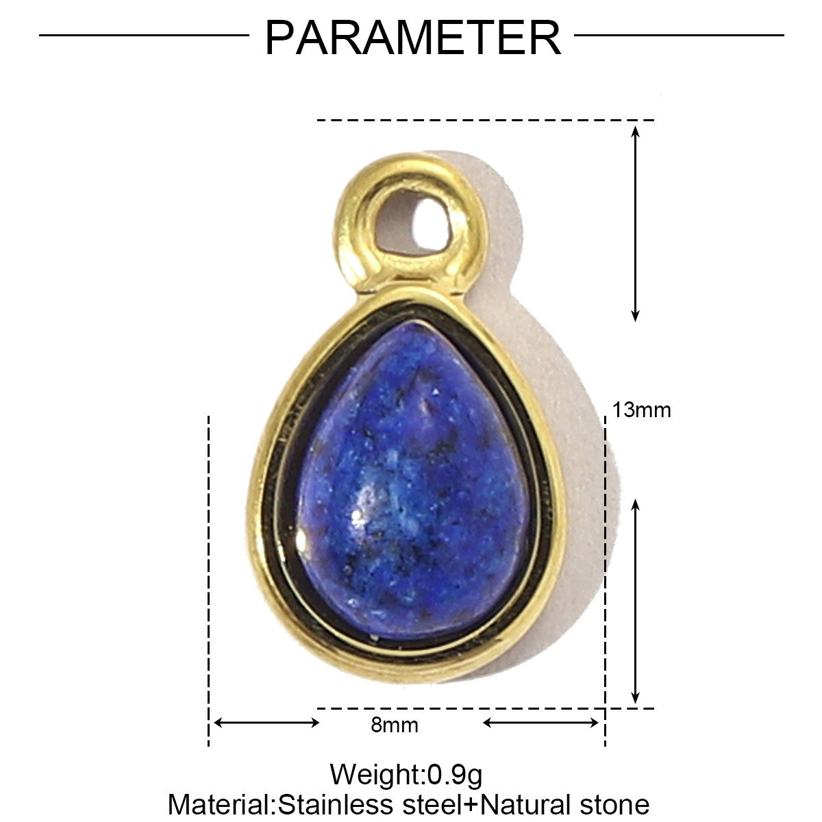 Lapis Water Drops Natural Stone Stainless Steel Charms