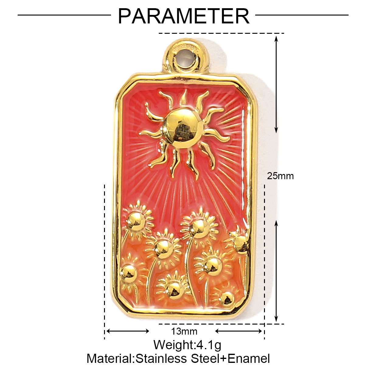 Enamel Sun Sunflower Tarot Stainless Steel Charms