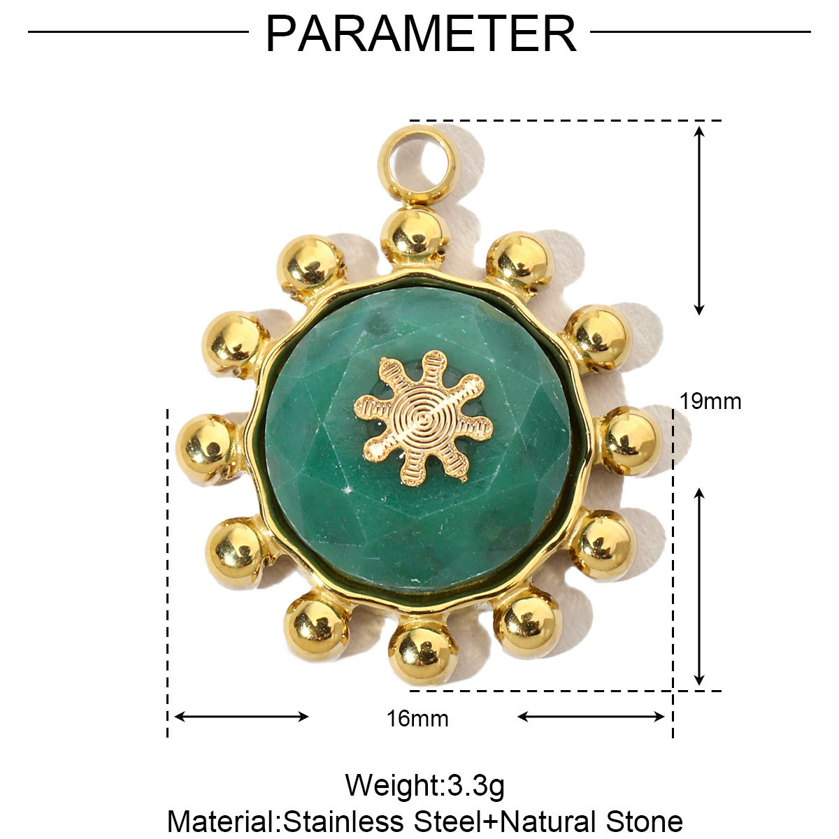 Stars Natural Stone Geometric Leaves Stainless Steel Charms