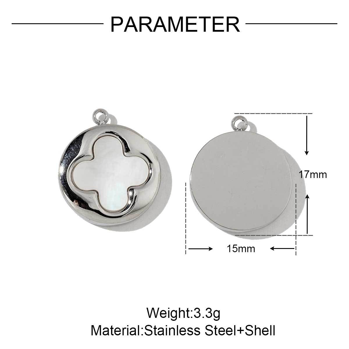 Clover Shell Smiley Life Tree Stainless Steel Charms