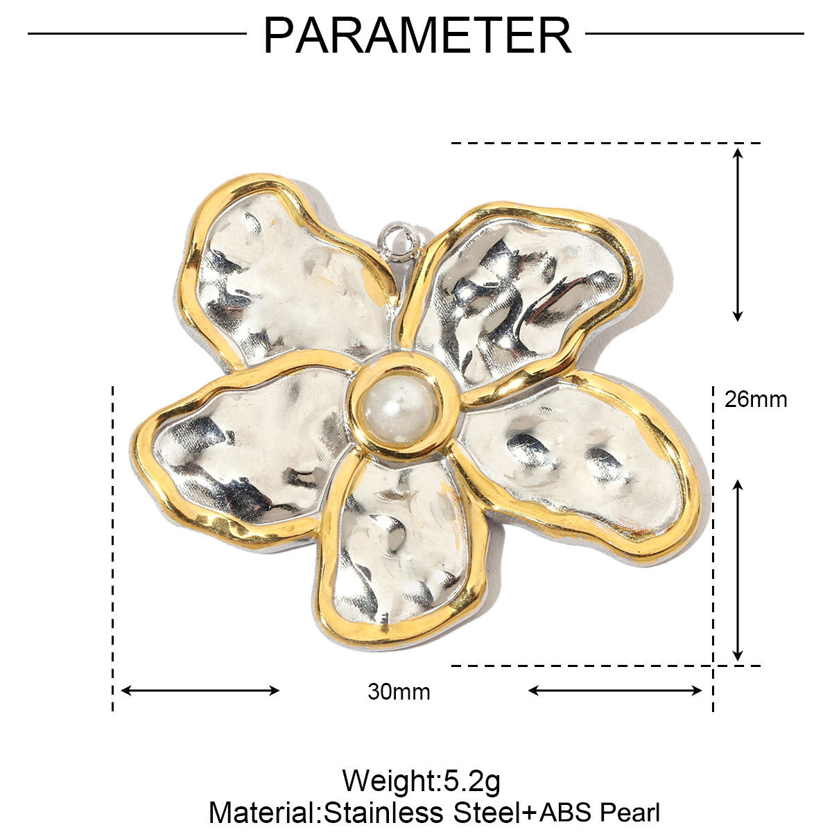 Pearl Flower Heart Coral Stainless Steel Charms