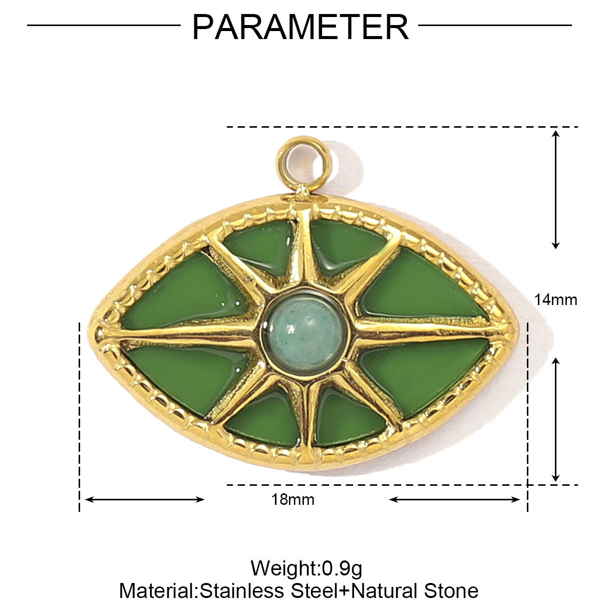 Natural Stone Star Sun Coral Eye Stainless Steel Charms