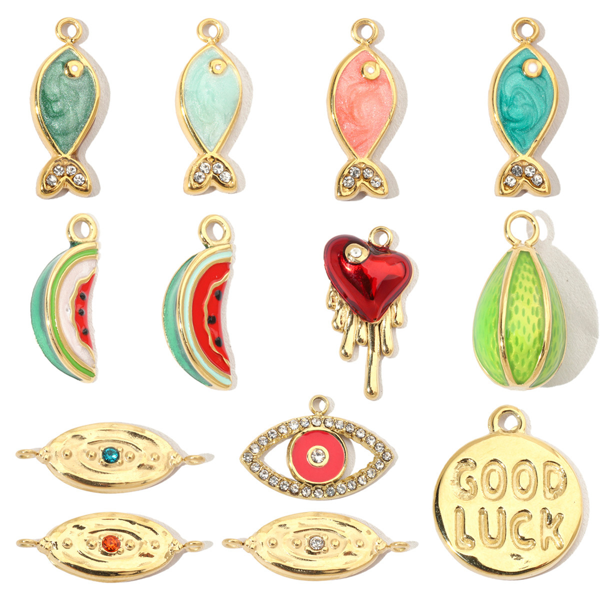 Fish Watermelon Eyes Stainless Steel Charms