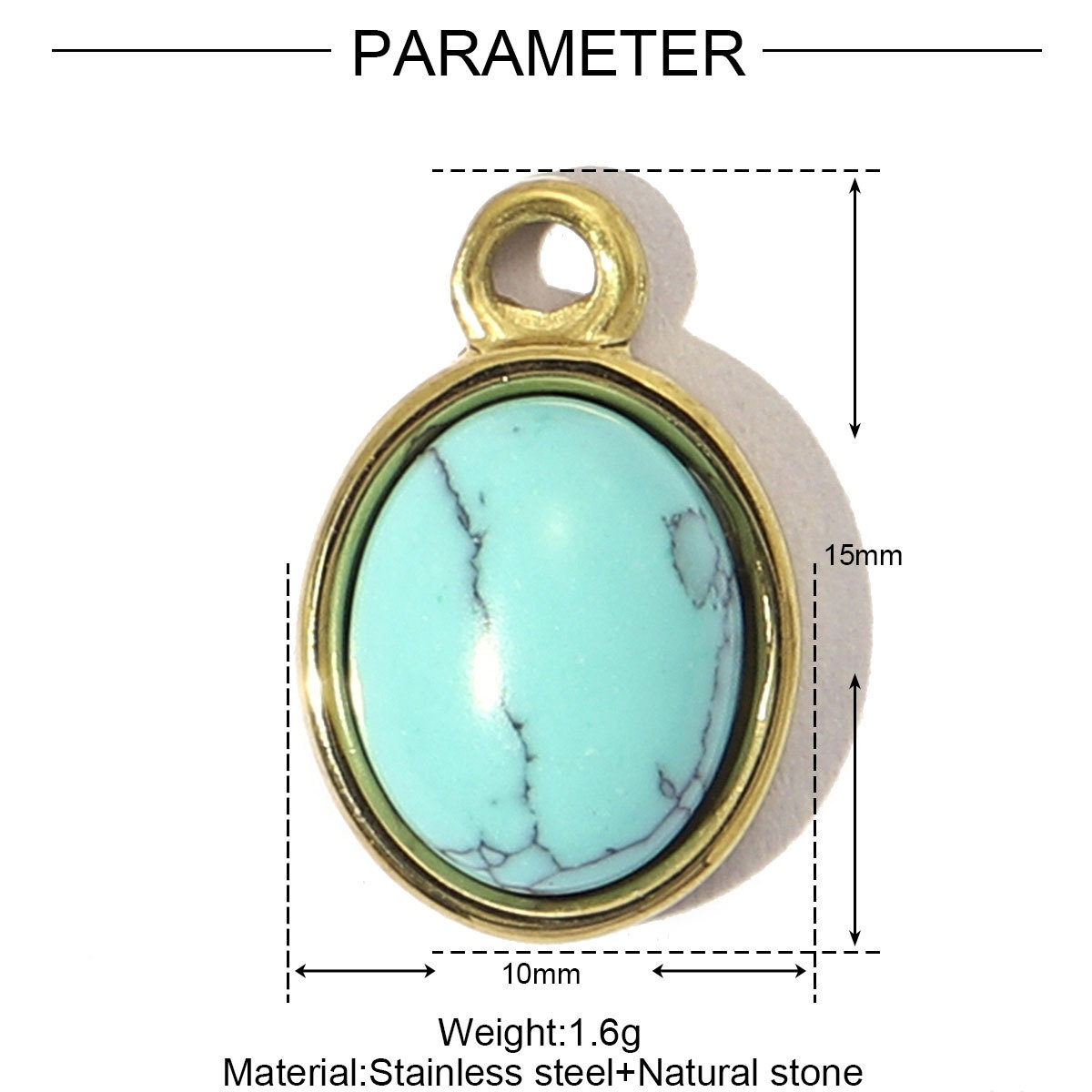 Lapis Water Drops Natural Stone Stainless Steel Charms